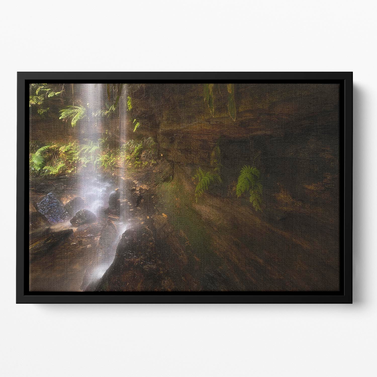 Hidden Waterfalls 2 Floating Framed Canvas - Canvas Art Rocks - 2
