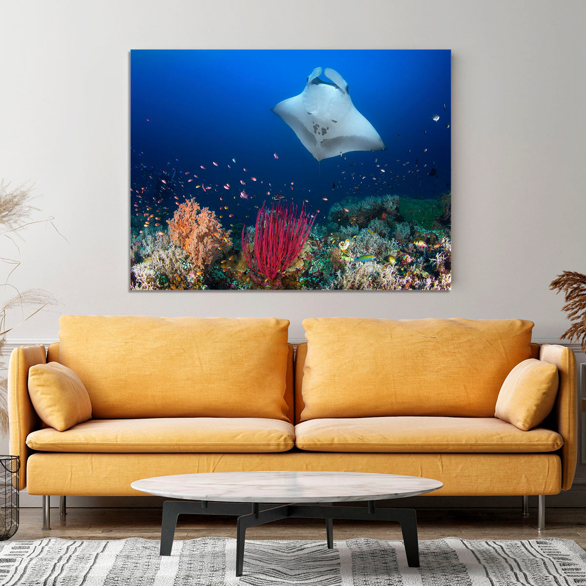 Ocean Manta Ray On The Reef Canvas Print or Poster - Canvas Art Rocks - 4
