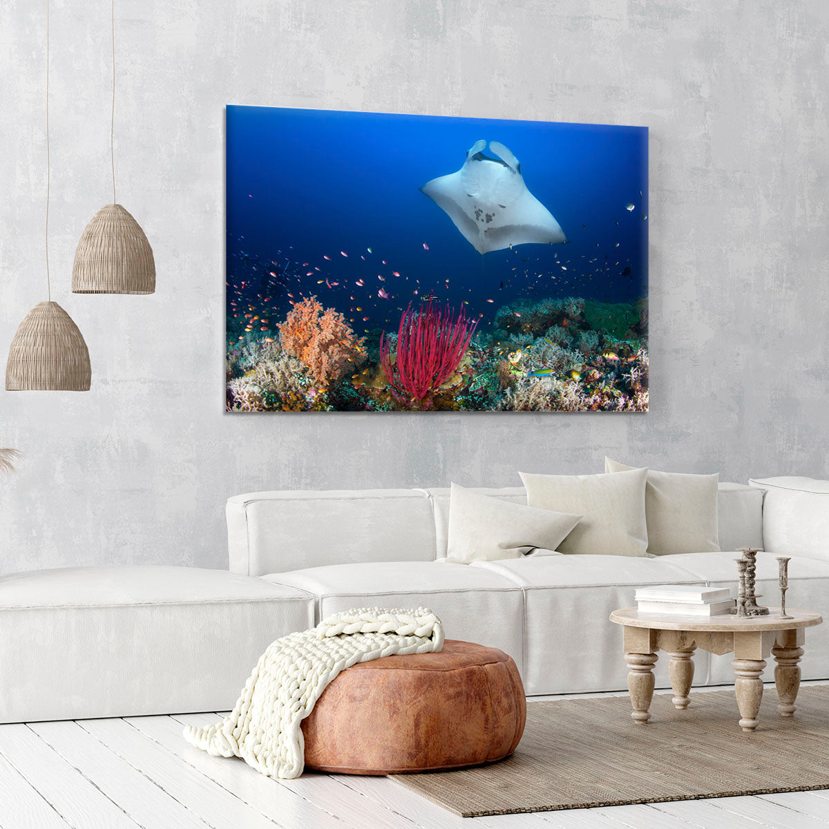 Ocean Manta Ray On The Reef Canvas Print or Poster - Canvas Art Rocks - 6