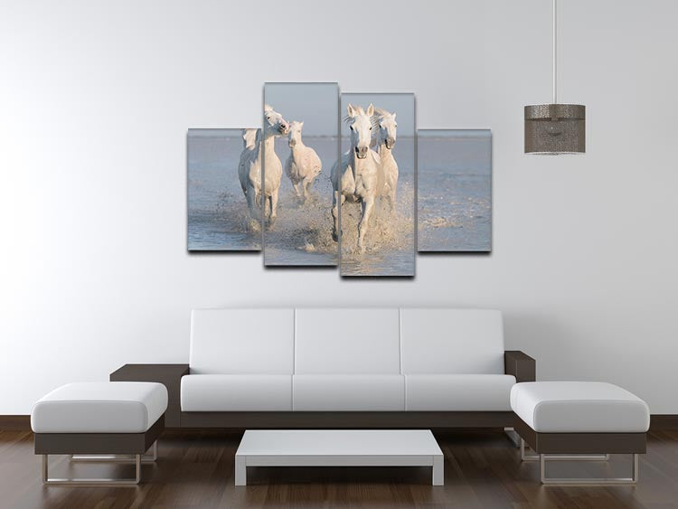 Running White Horses 4 Split Panel Canvas - Canvas Art Rocks - 3