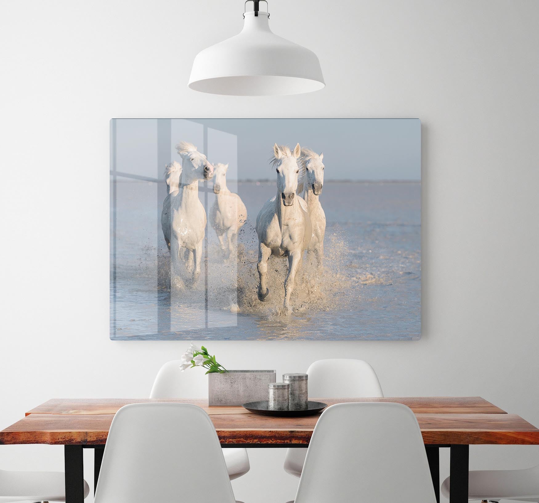 Running White Horses HD Metal Print - Canvas Art Rocks - 2