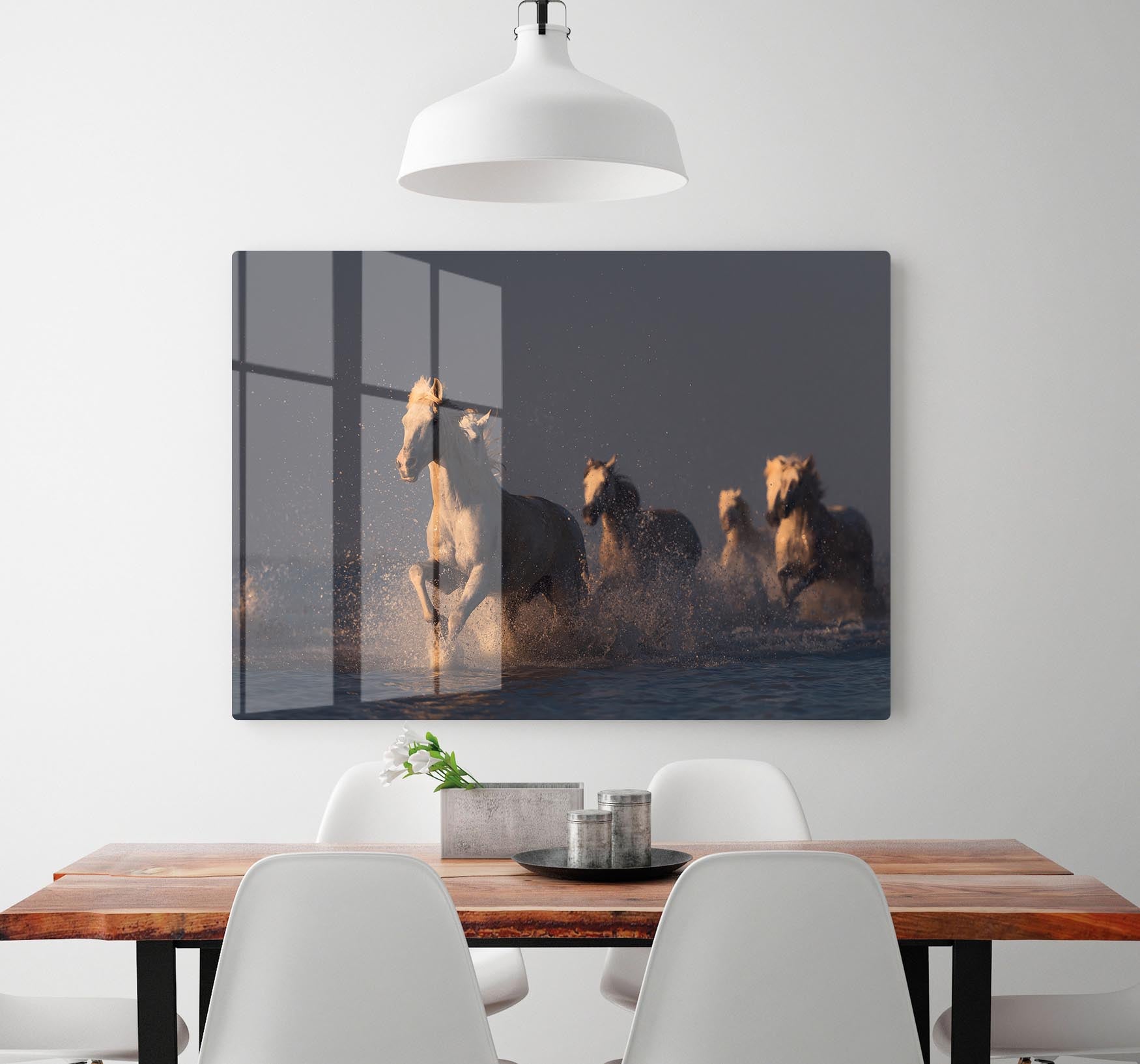 Horses in sunset light HD Metal Print - Canvas Art Rocks - 2