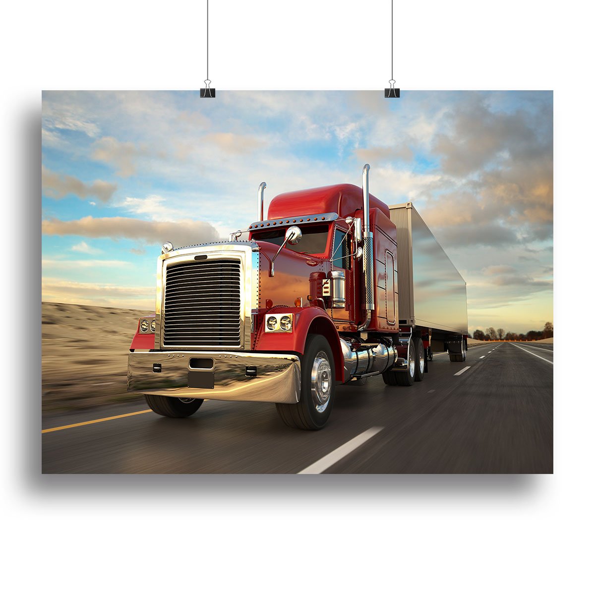 18 Wheel Red Truck Canvas Print or Poster