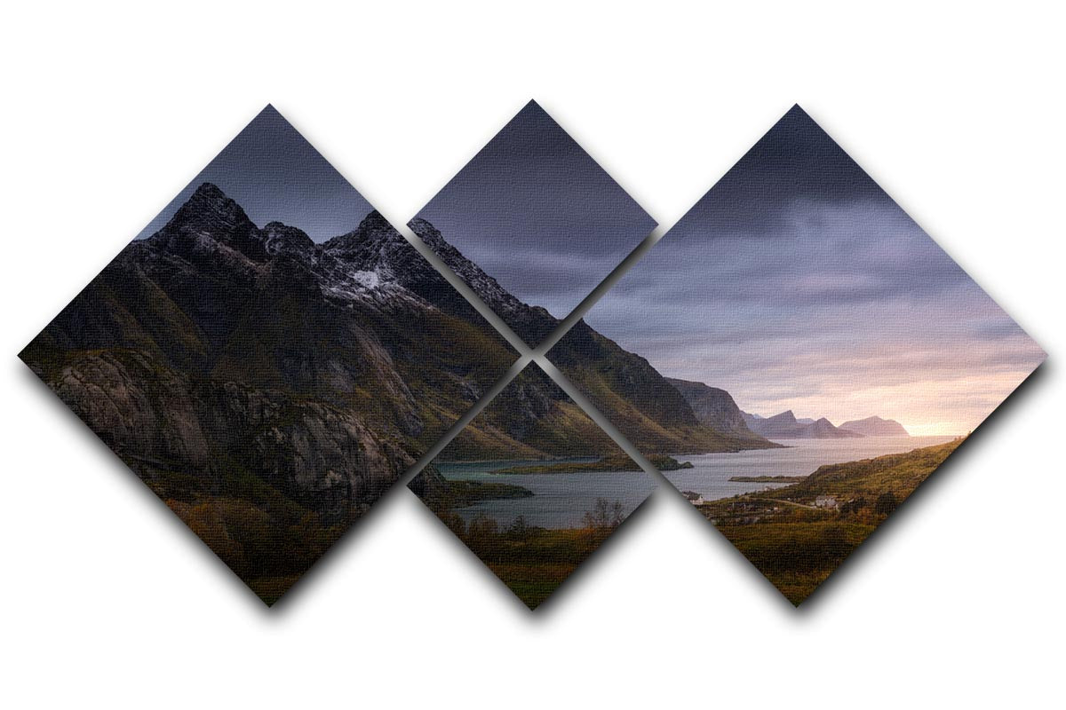 The Fjord 4 Square Multi Panel Canvas - Canvas Art Rocks - 1