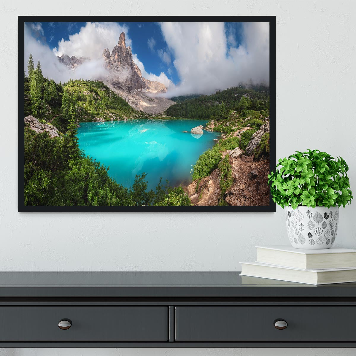 Veneto Lago Di Sorapis Panorama Framed Print - Canvas Art Rocks - 2