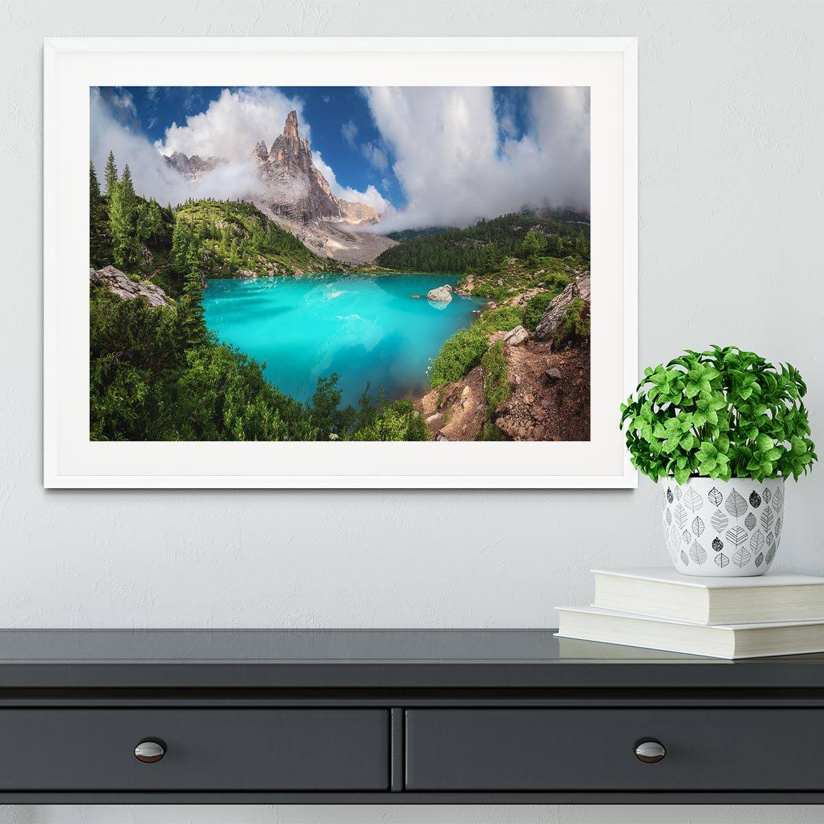 Veneto Lago Di Sorapis Panorama Framed Print - Canvas Art Rocks - 5