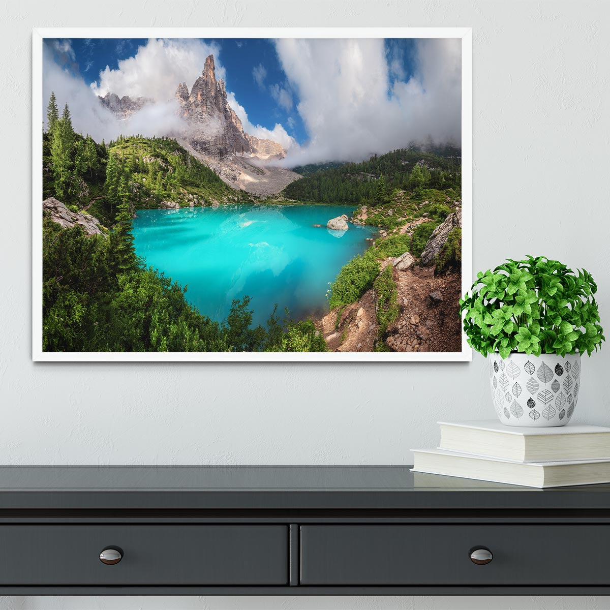 Veneto Lago Di Sorapis Panorama Framed Print - Canvas Art Rocks -6