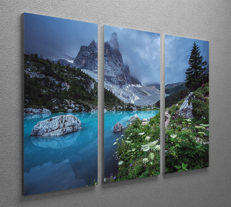 Veneto Lago Di Sorapis Panorama 3 Split Panel Canvas Print - Canvas Art Rocks - 2