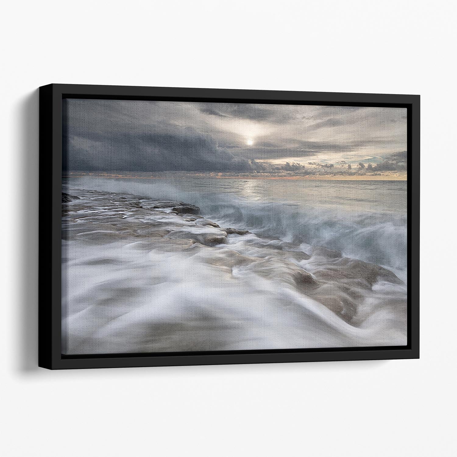 Action In Sea Floating Framed Canvas - Canvas Art Rocks - 1
