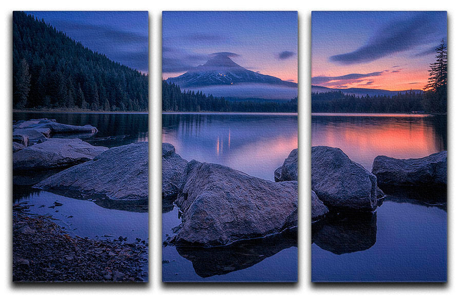 Twilight At Trillium Lake 3 Split Panel Canvas Print - Canvas Art Rocks - 1