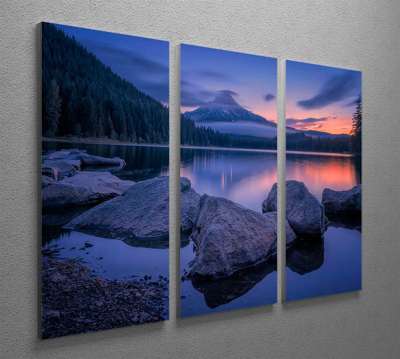 Twilight At Trillium Lake 3 Split Panel Canvas Print - Canvas Art Rocks - 2