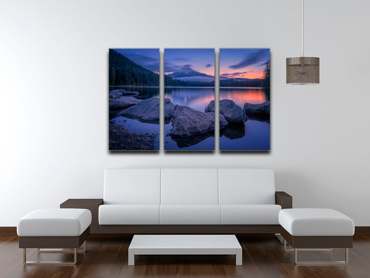 Twilight At Trillium Lake 3 Split Panel Canvas Print - Canvas Art Rocks - 3