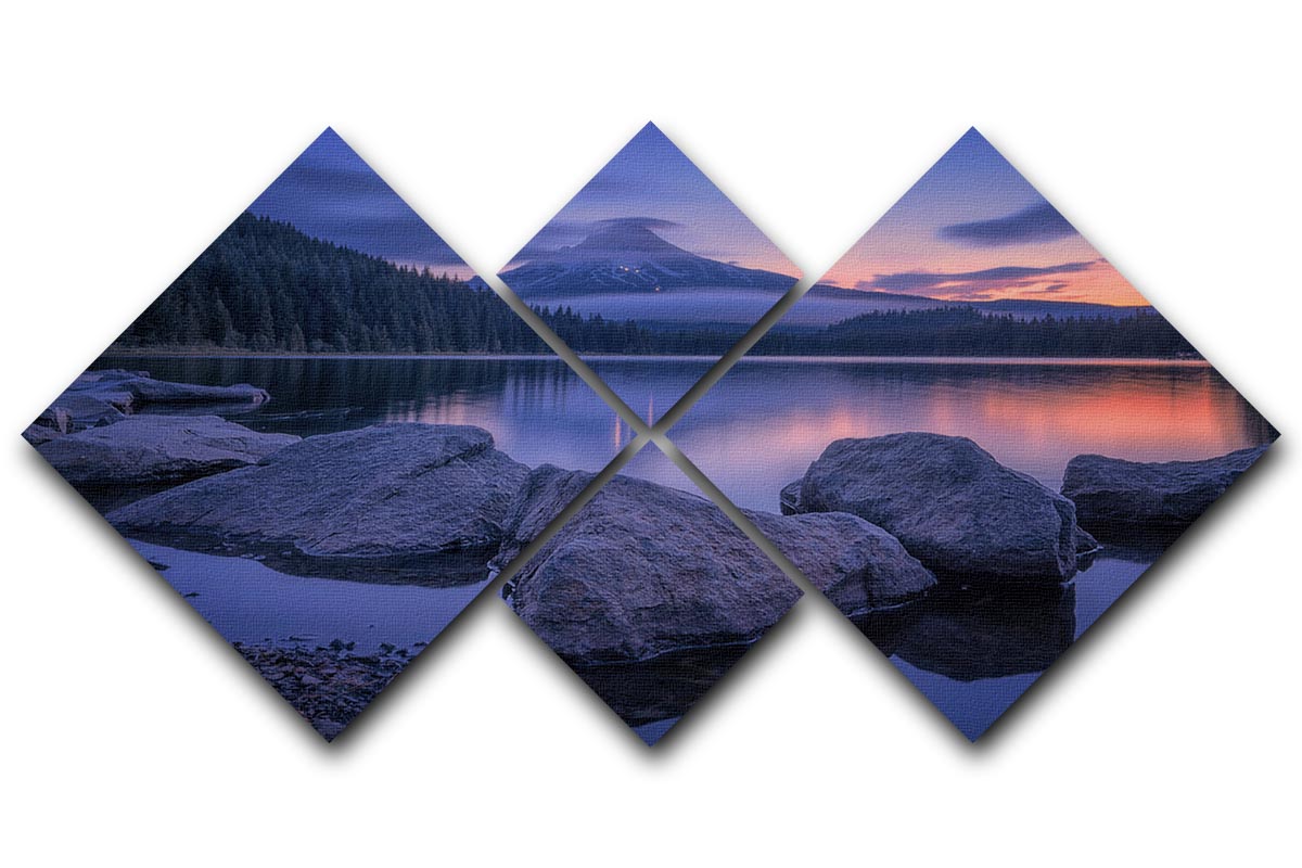 Twilight At Trillium Lake 4 Square Multi Panel Canvas - Canvas Art Rocks - 1