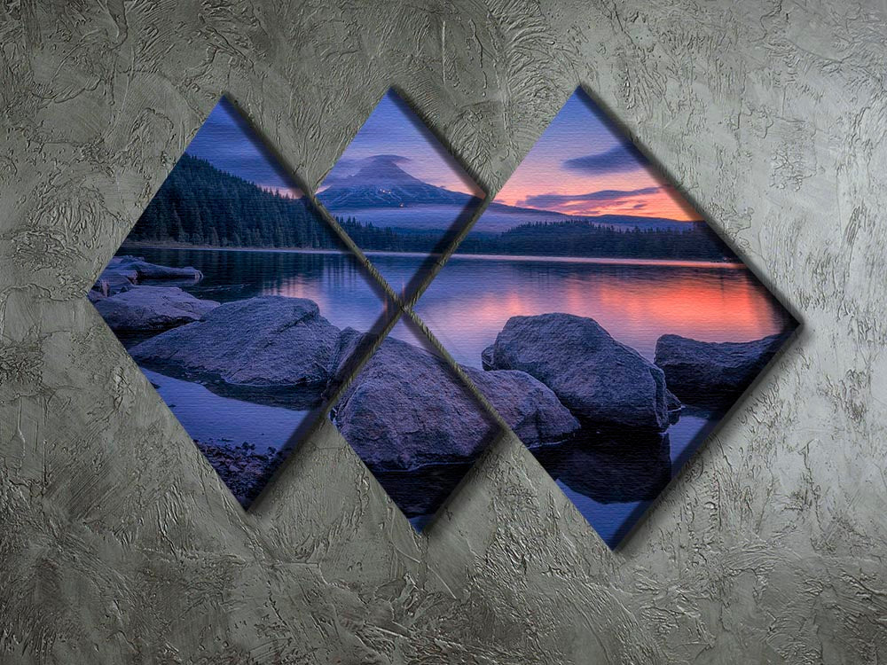 Twilight At Trillium Lake 4 Square Multi Panel Canvas - Canvas Art Rocks - 2