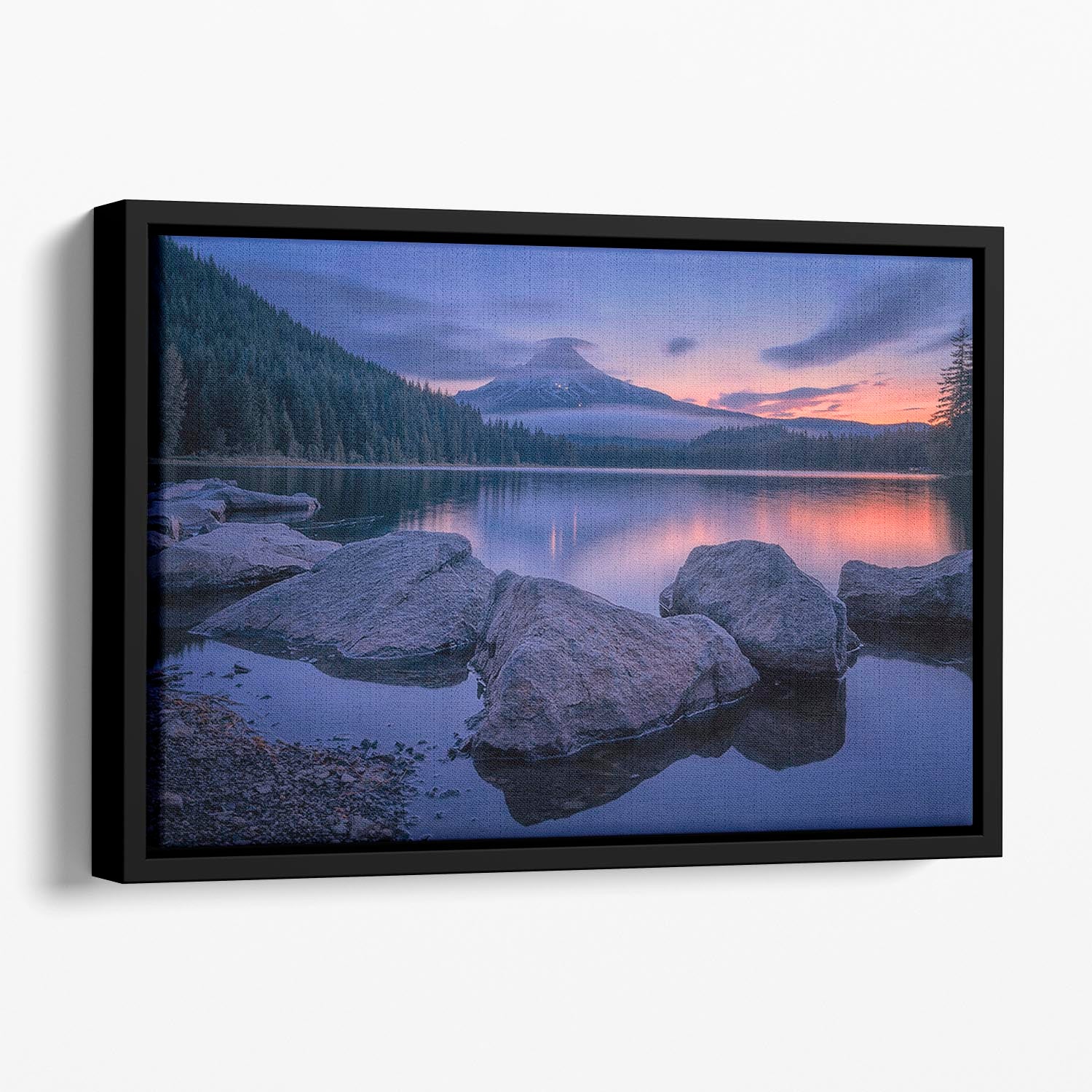 Twilight At Trillium Lake Floating Framed Canvas - Canvas Art Rocks - 1