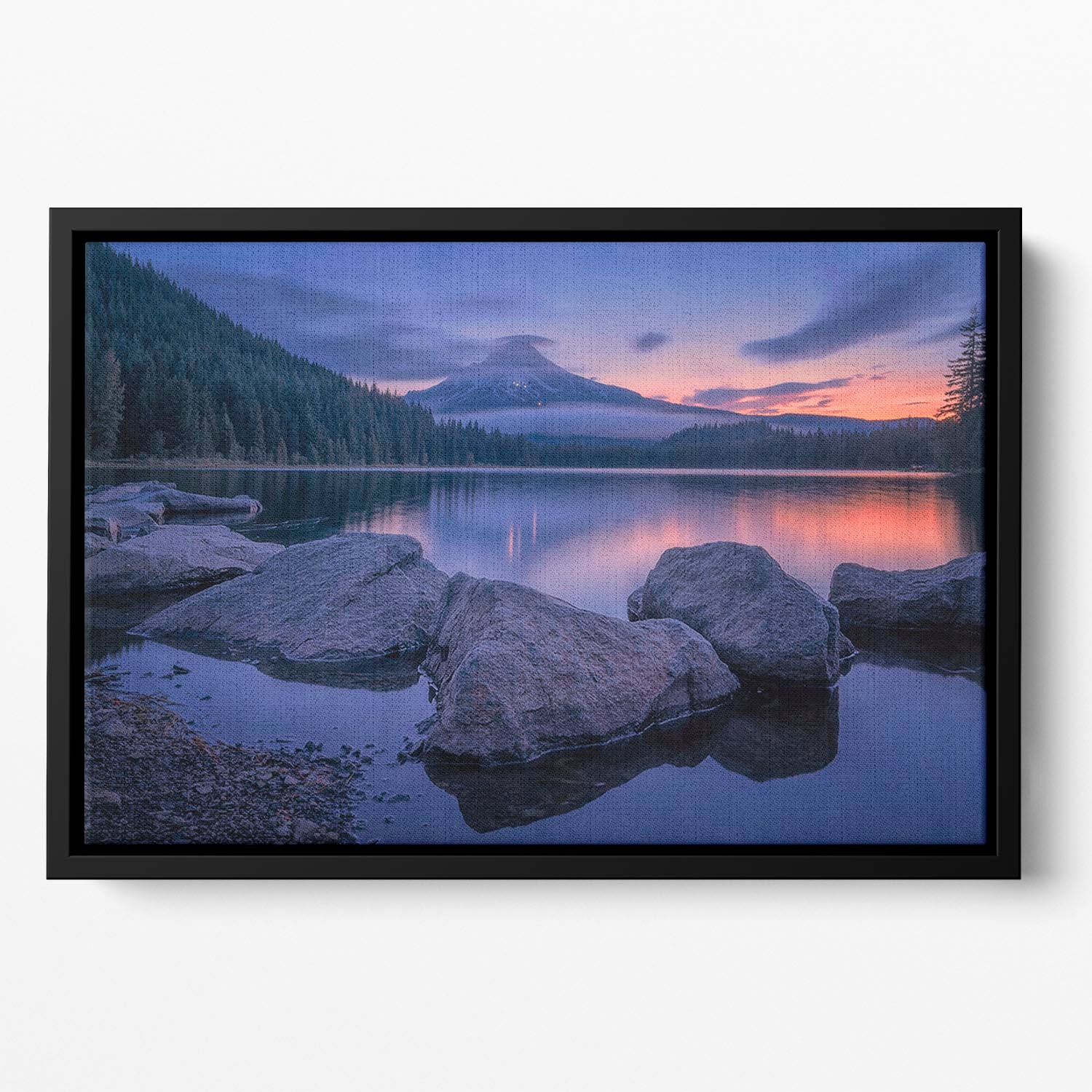 Twilight At Trillium Lake Floating Framed Canvas - Canvas Art Rocks - 2