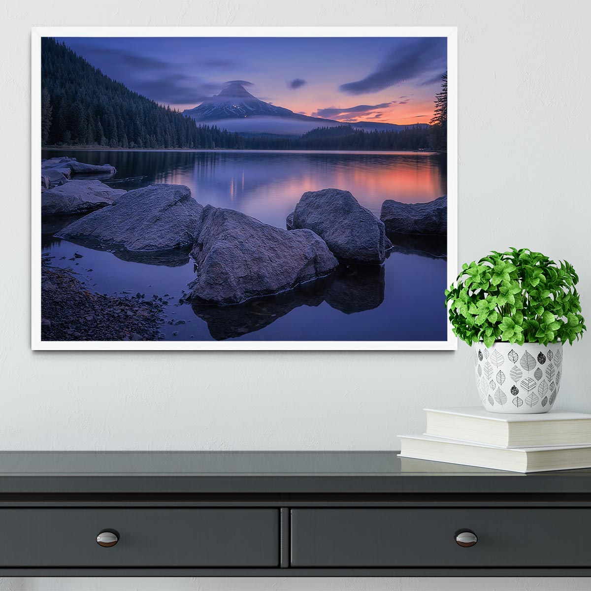 Twilight At Trillium Lake Framed Print - Canvas Art Rocks -6