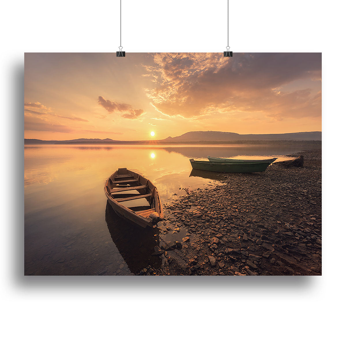 Rowing Boats In The Sunset Canvas Print or Poster - Canvas Art Rocks - 2