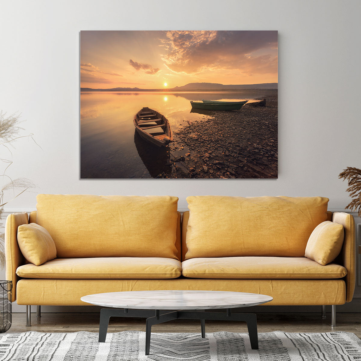 Rowing Boats In The Sunset Canvas Print or Poster - Canvas Art Rocks - 4