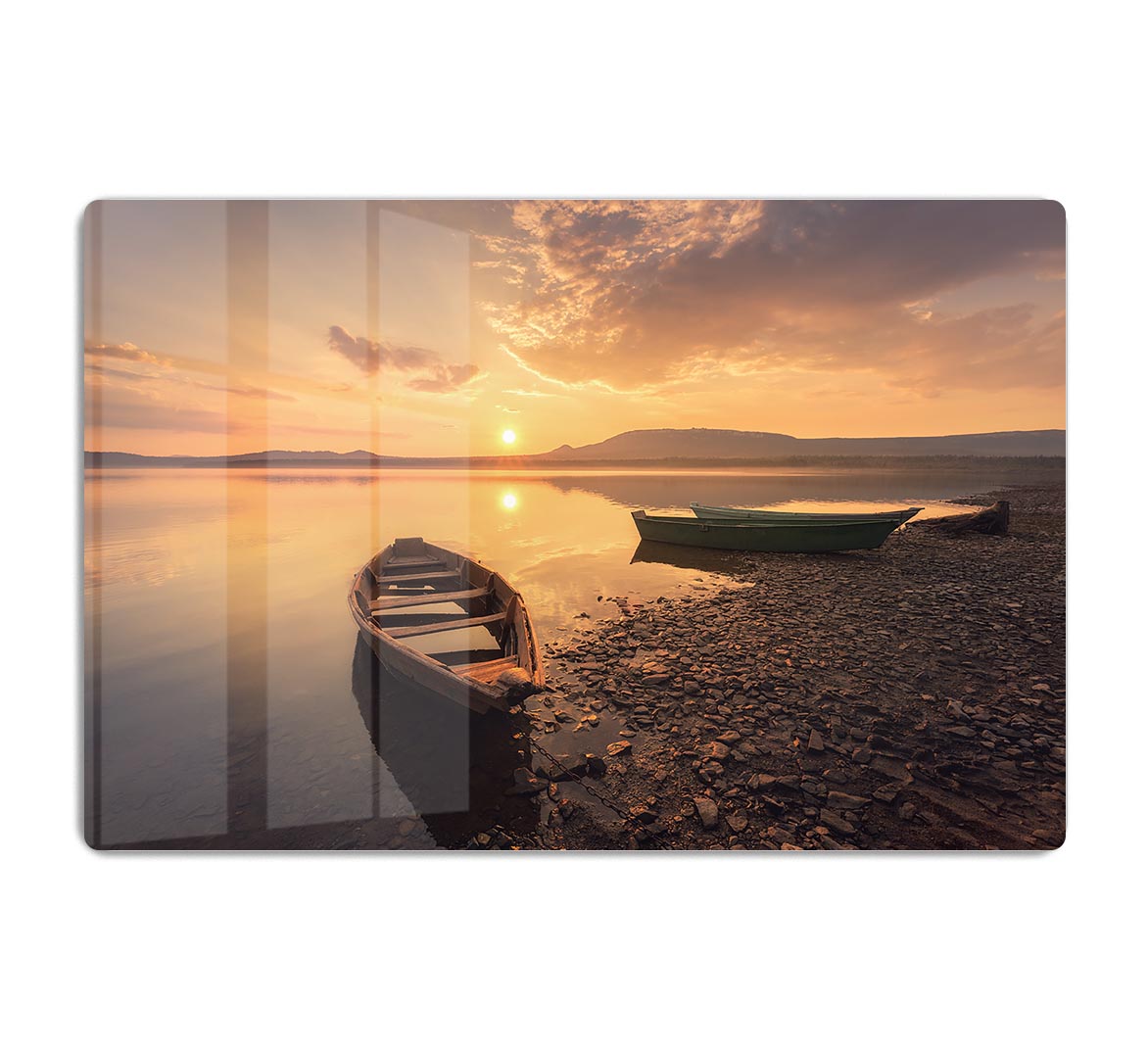 Rowing Boats In The Sunset HD Metal Print - Canvas Art Rocks - 1