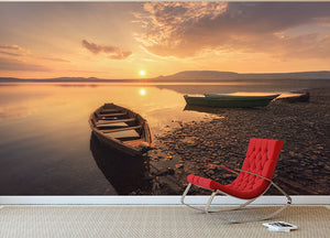 Rowing Boats In The Sunset Wall Mural Wallpaper - Canvas Art Rocks - 2