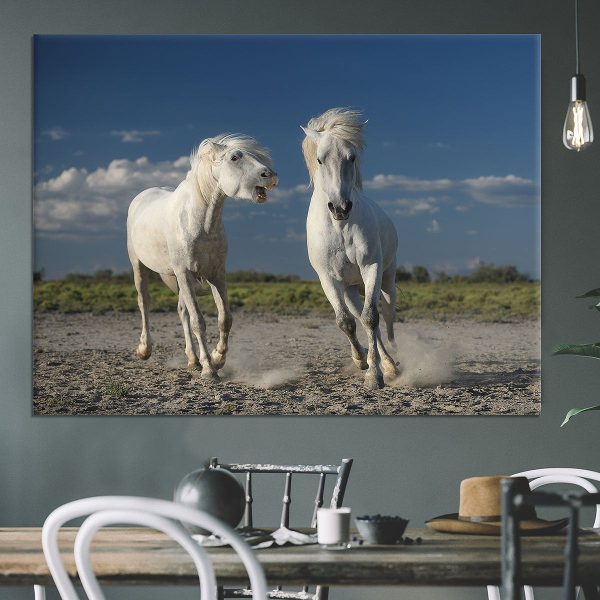 White Beach Horses Canvas Print or Poster - Canvas Art Rocks - 3