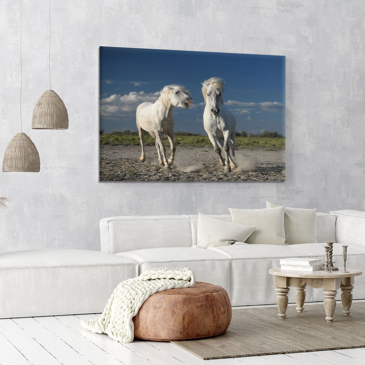White Beach Horses Canvas Print or Poster - Canvas Art Rocks - 6