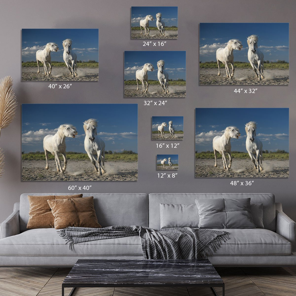 White Beach Horses Canvas Print or Poster - Canvas Art Rocks - 7