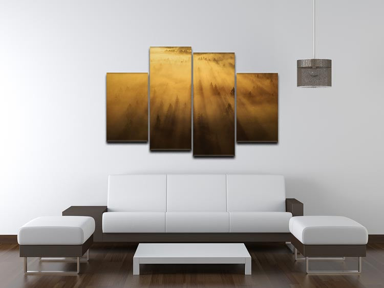 Morning In The Forest 4 Split Panel Canvas - Canvas Art Rocks - 3