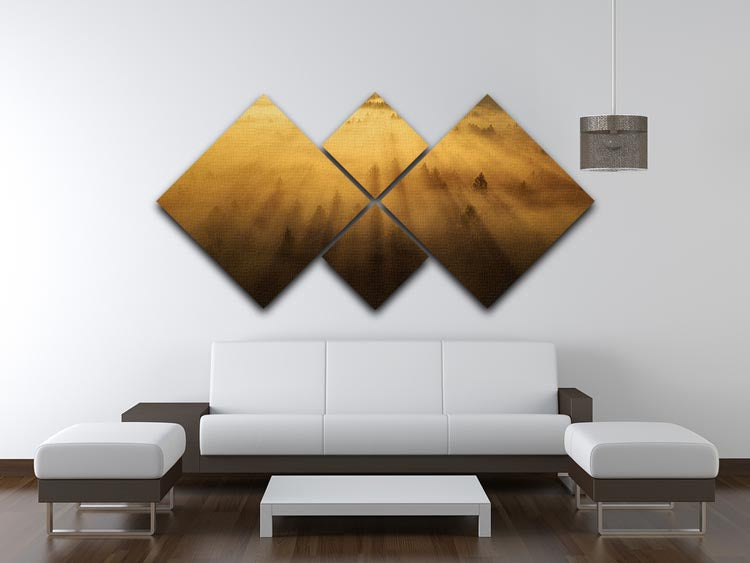 Morning In The Forest 4 Square Multi Panel Canvas - Canvas Art Rocks - 3