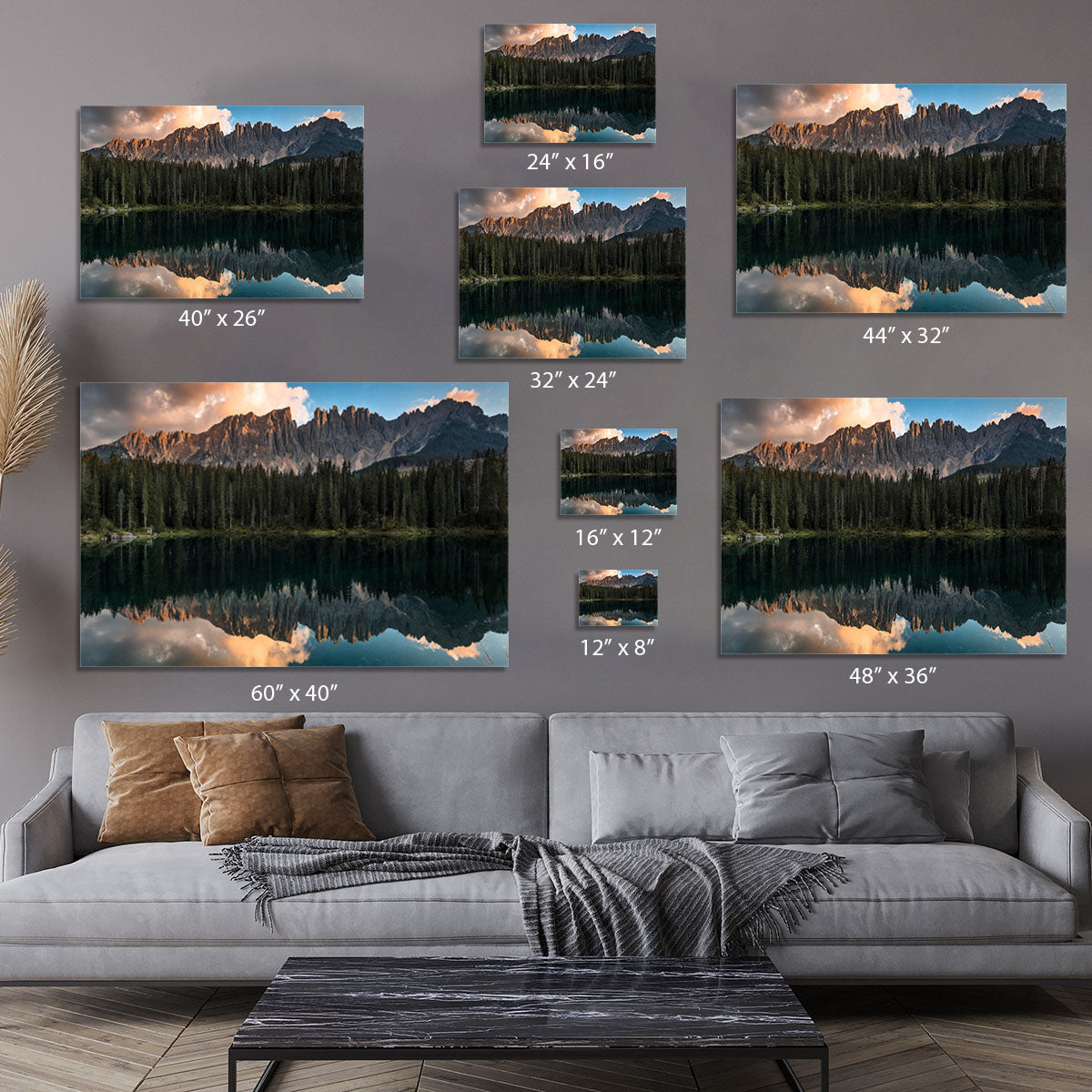 Sunset At Lake Carezza Canvas Print or Poster - Canvas Art Rocks - 7