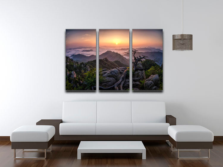 Sunrise On Top 3 Split Panel Canvas Print - Canvas Art Rocks - 3