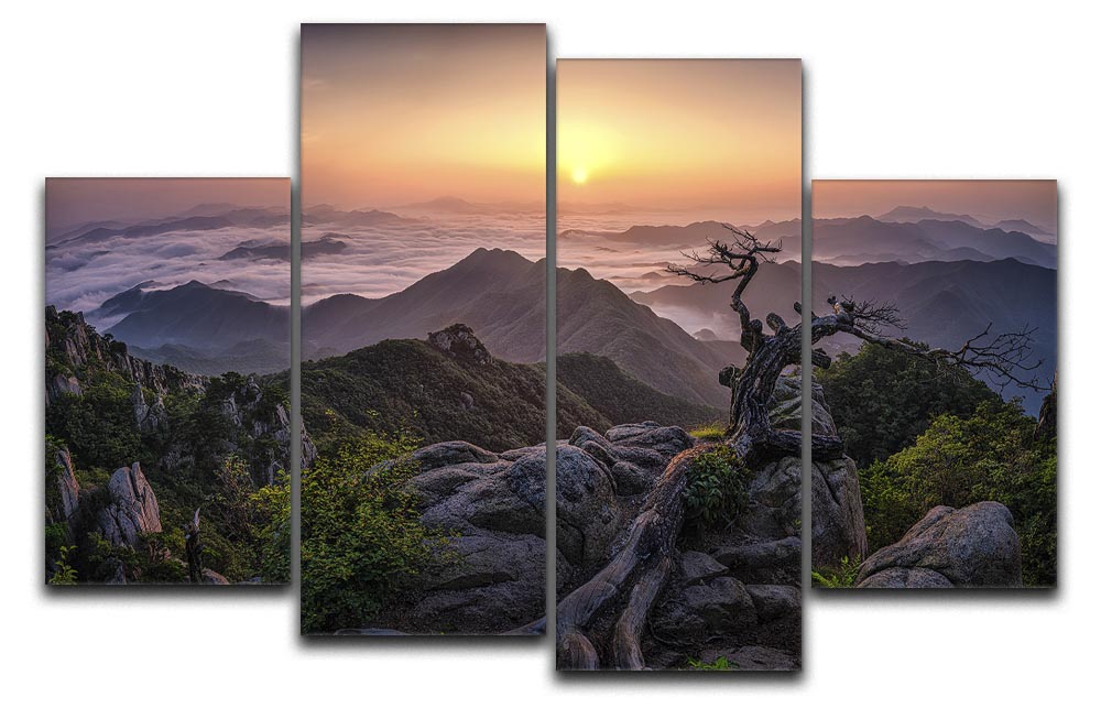 Sunrise On Top 4 Split Panel Canvas - Canvas Art Rocks - 1