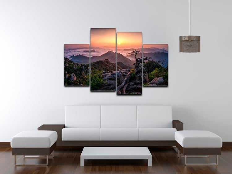 Sunrise On Top 4 Split Panel Canvas - Canvas Art Rocks - 3