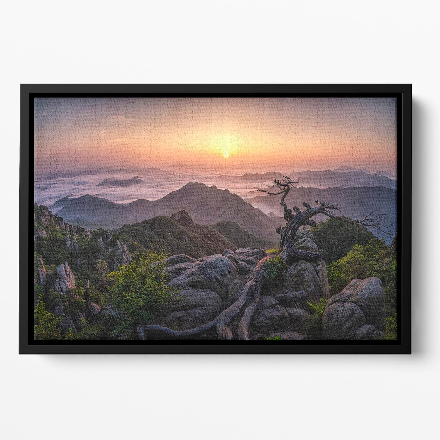 Sunrise On Top Floating Framed Canvas - Canvas Art Rocks - 2