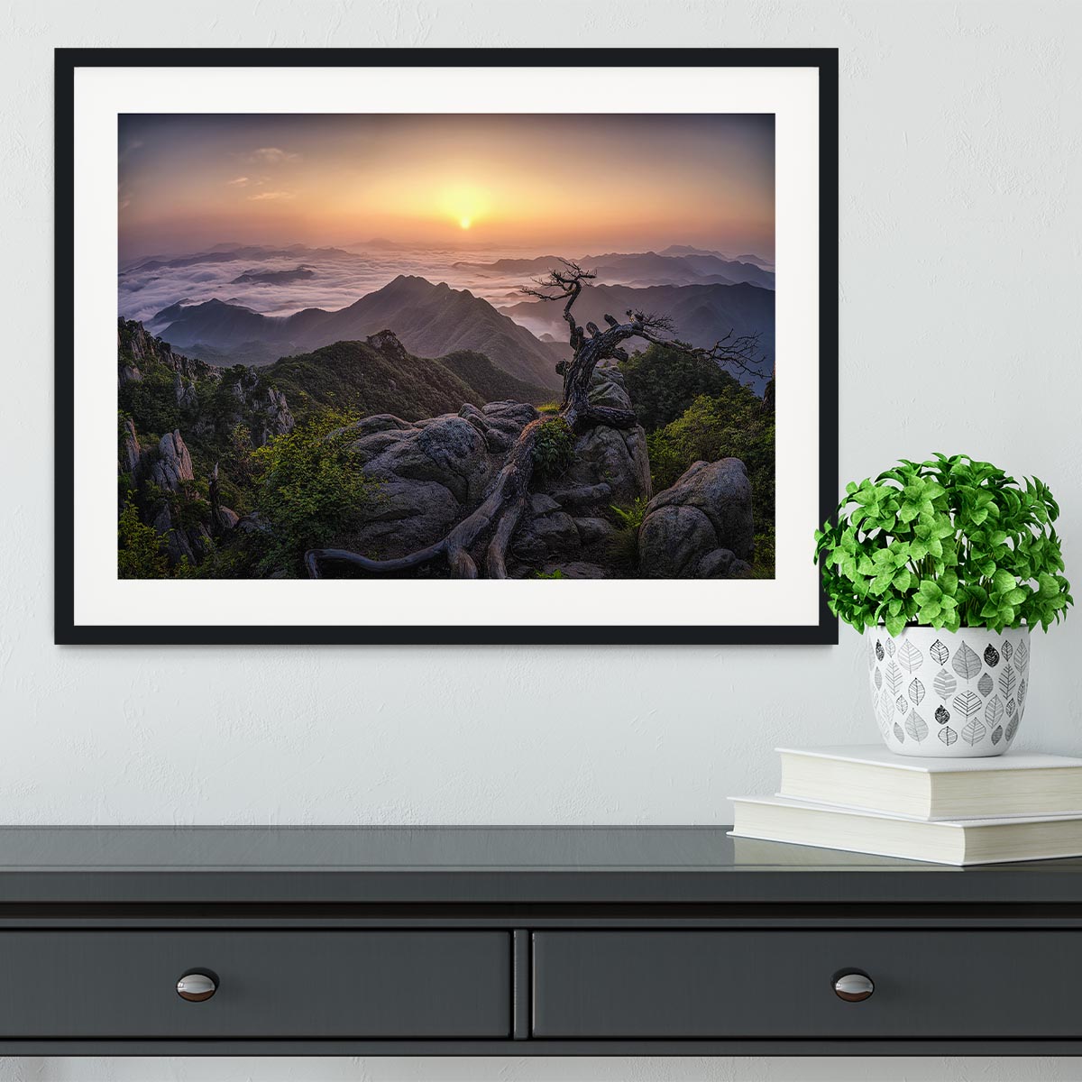 Sunrise On Top Framed Print - Canvas Art Rocks - 1