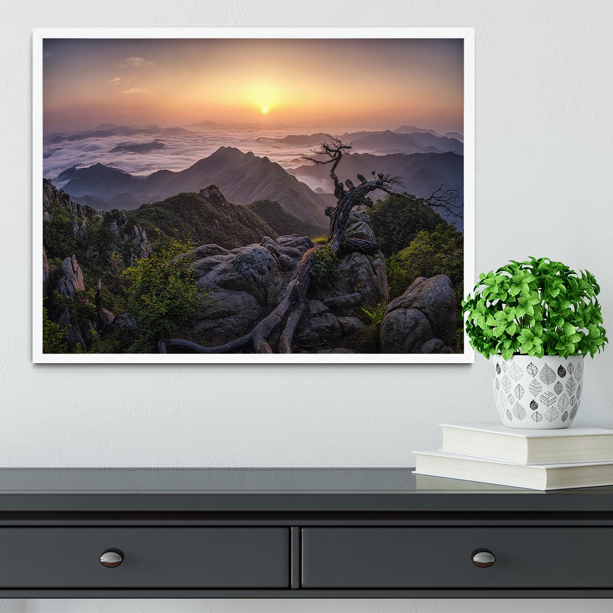 Sunrise On Top Framed Print - Canvas Art Rocks -6