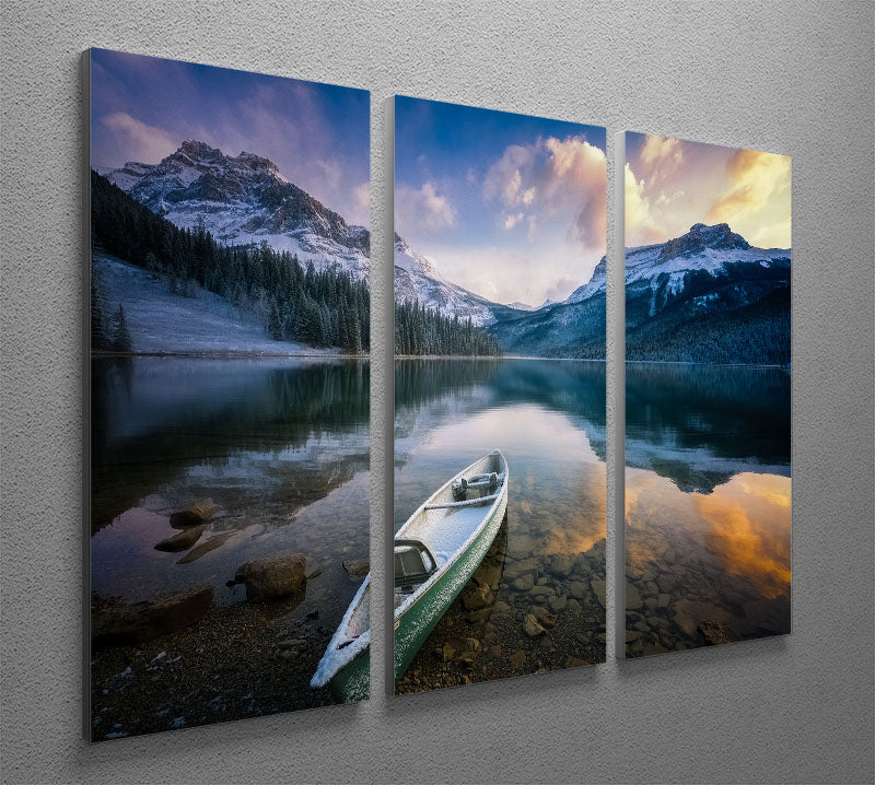 First Snow Emerald Lake 3 Split Panel Canvas Print - Canvas Art Rocks - 2