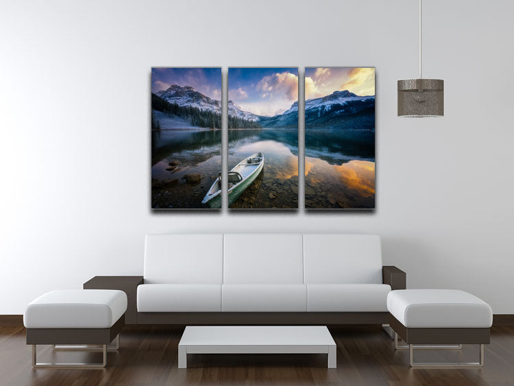 First Snow Emerald Lake 3 Split Panel Canvas Print - Canvas Art Rocks - 3