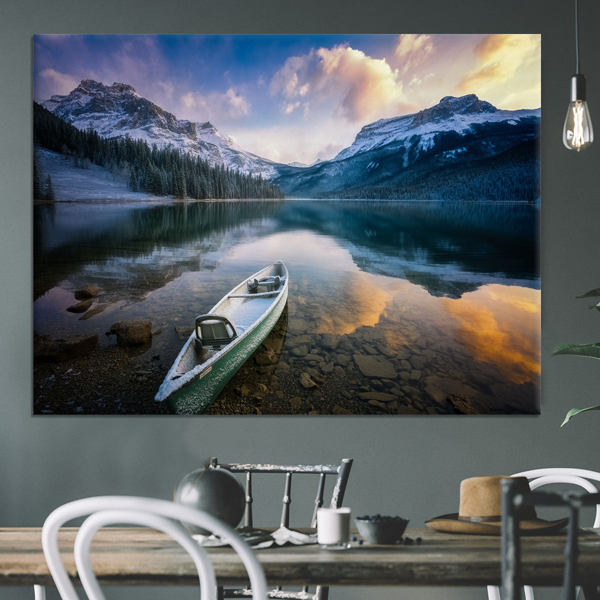 First Snow Emerald Lake Canvas Print or Poster - Canvas Art Rocks - 3