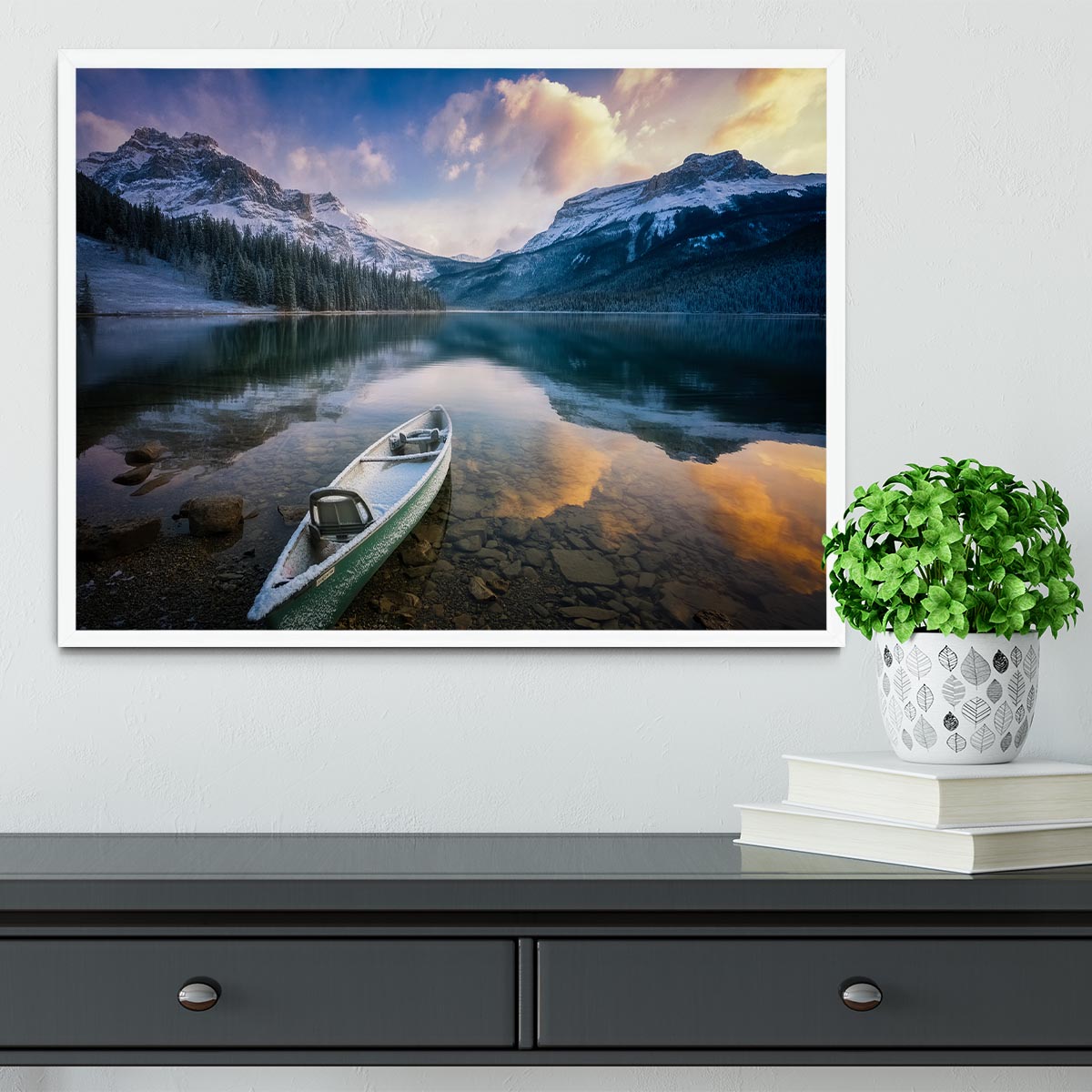 First Snow Emerald Lake Framed Print - Canvas Art Rocks -6