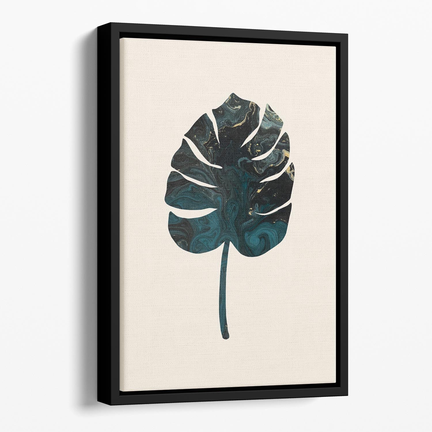 Monstera Marble Green Floating Framed Canvas - Canvas Art Rocks - 1