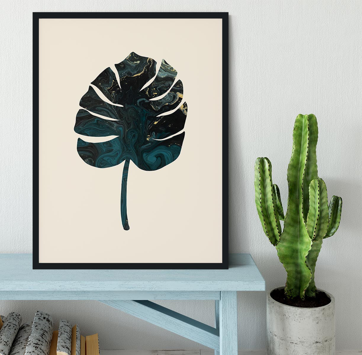 Monstera Marble Green Framed Print - Canvas Art Rocks - 2