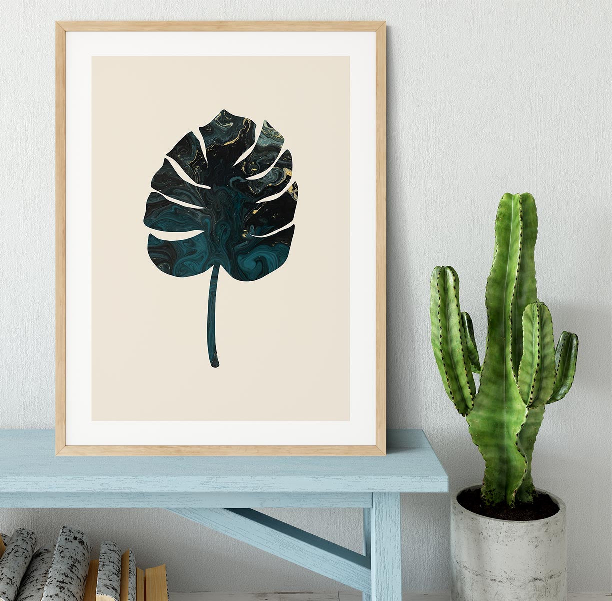 Monstera Marble Green Framed Print - Canvas Art Rocks - 3