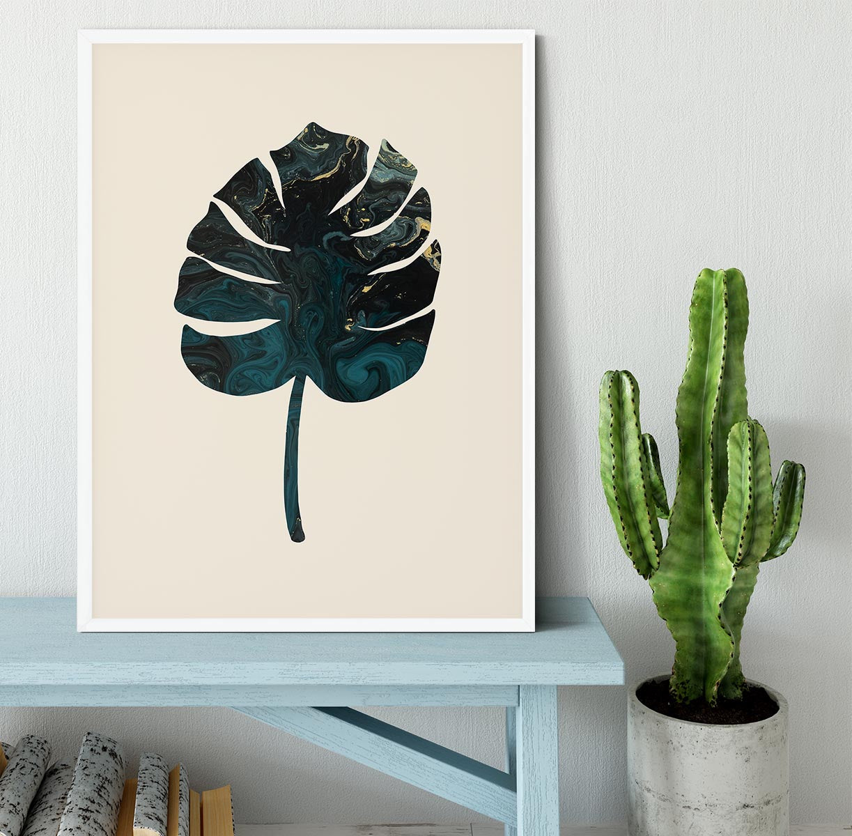 Monstera Marble Green Framed Print - Canvas Art Rocks -6