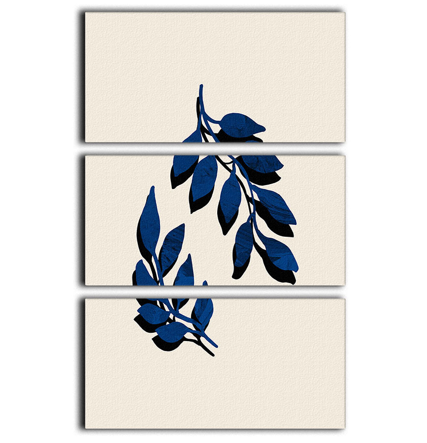 Blue Twig Brush 3 Split Panel Canvas Print - Canvas Art Rocks - 1