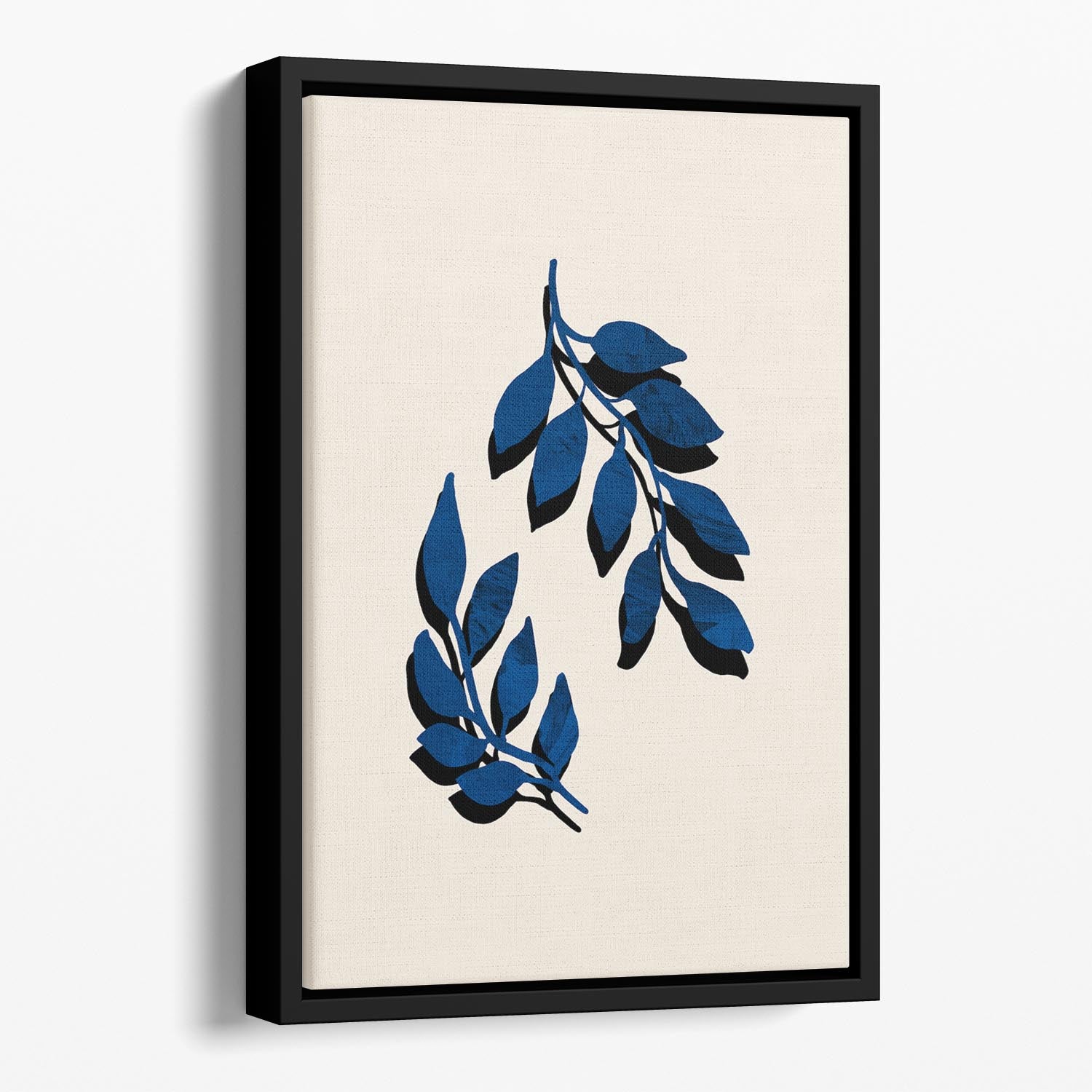 Blue Twig Brush Floating Framed Canvas - 1x - 1