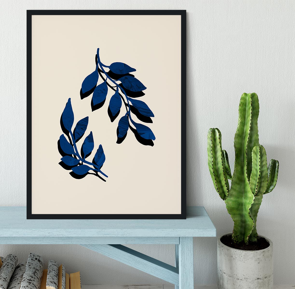 Blue Twig Brush Framed Print - 1x - 2