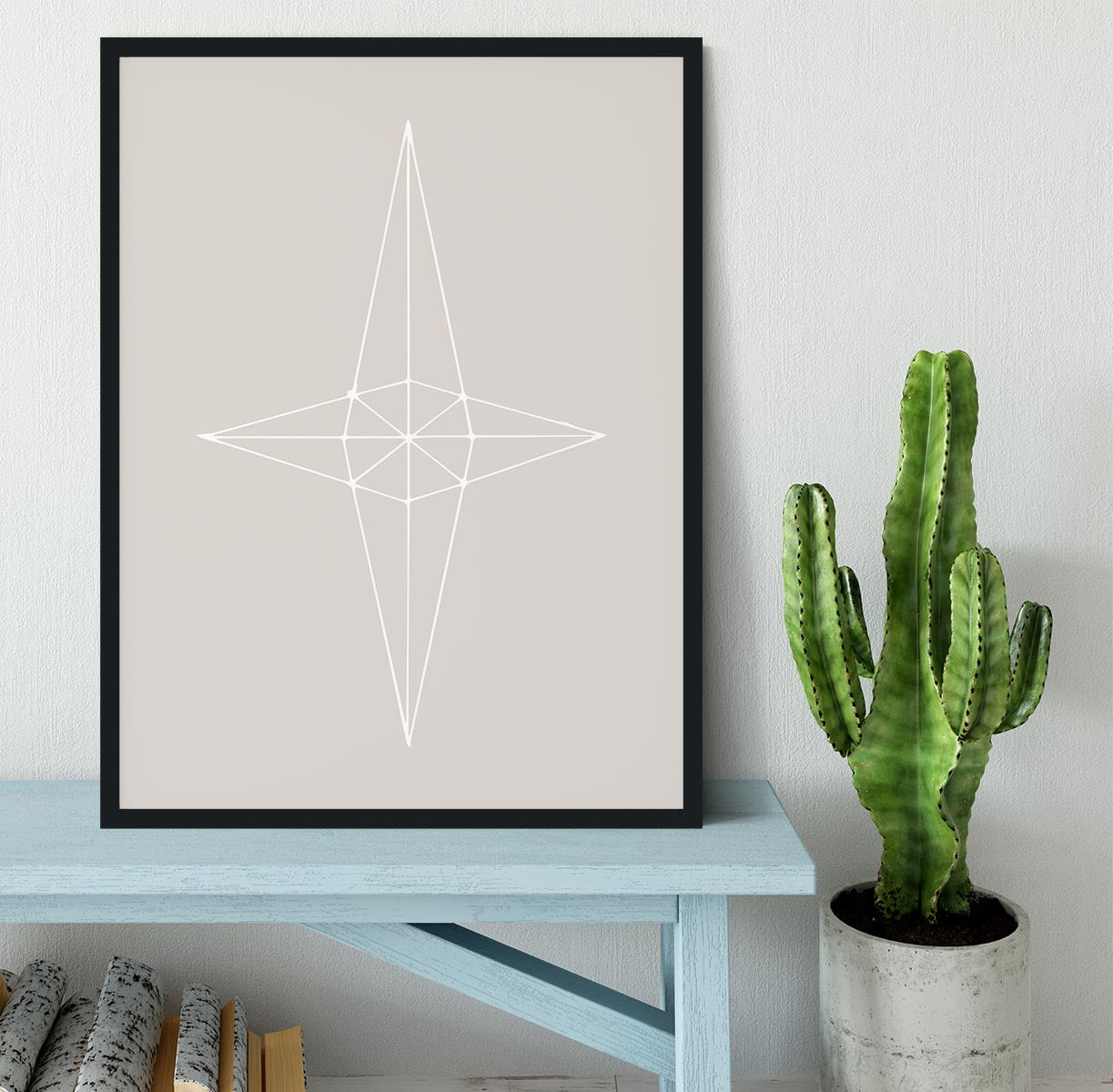 Grid Star Grey Framed Print - Canvas Art Rocks - 2