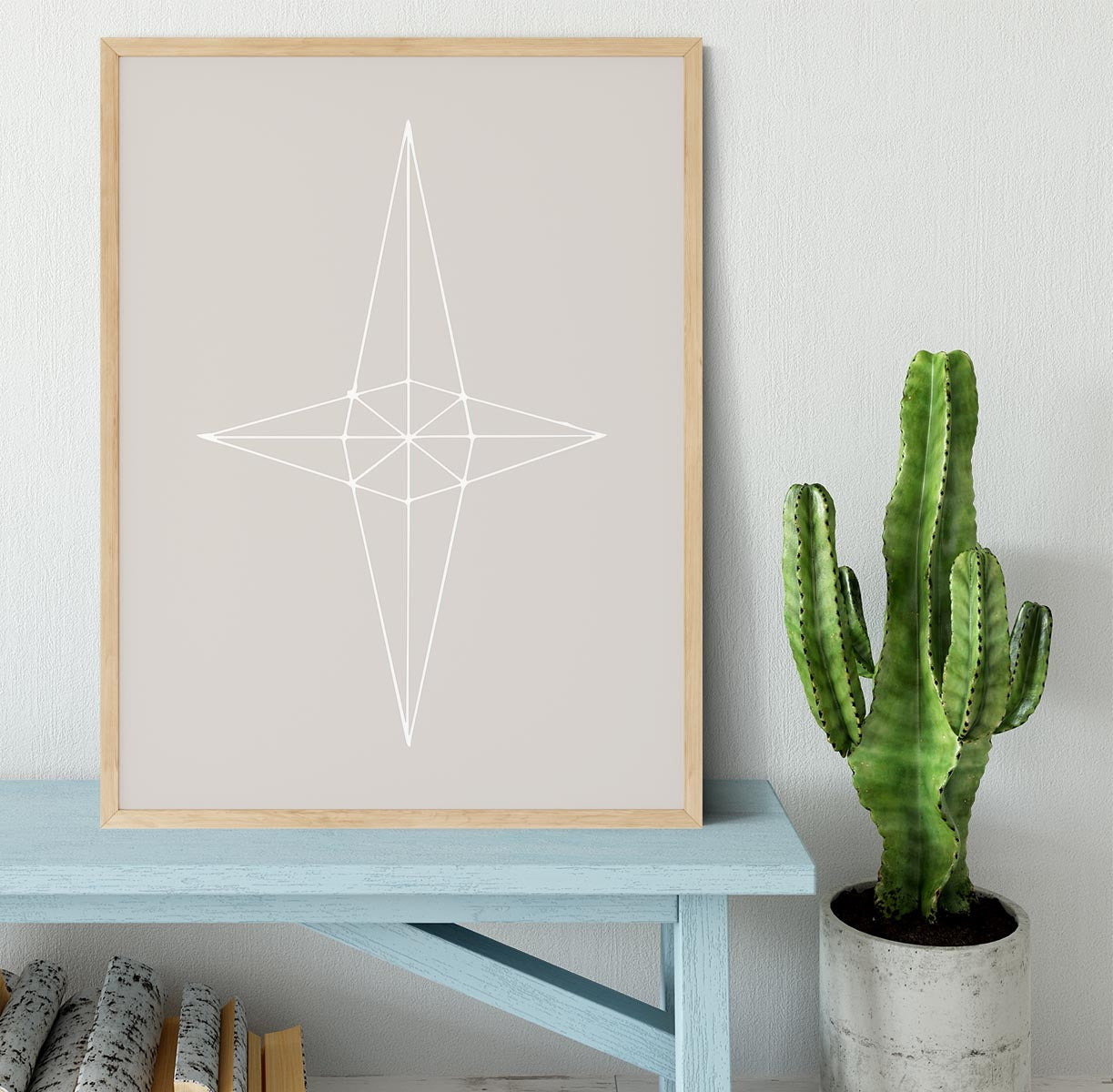 Grid Star Grey Framed Print - Canvas Art Rocks - 4